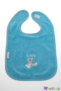 bavette velcro turquoise ours cas