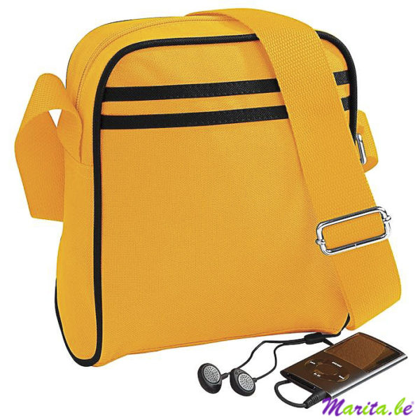 sac à bandoulière jaune, idéale pour des petites sorties, peut être bordé avec texte ou dessin