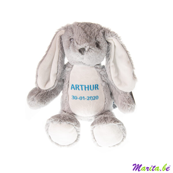 Grijs konijn met bedrukking Arthur 30-01-2020