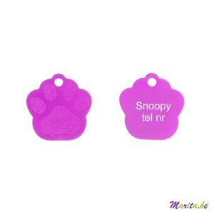 penning hondenpootje voor snoopy gegraveerd met telefoonnummer