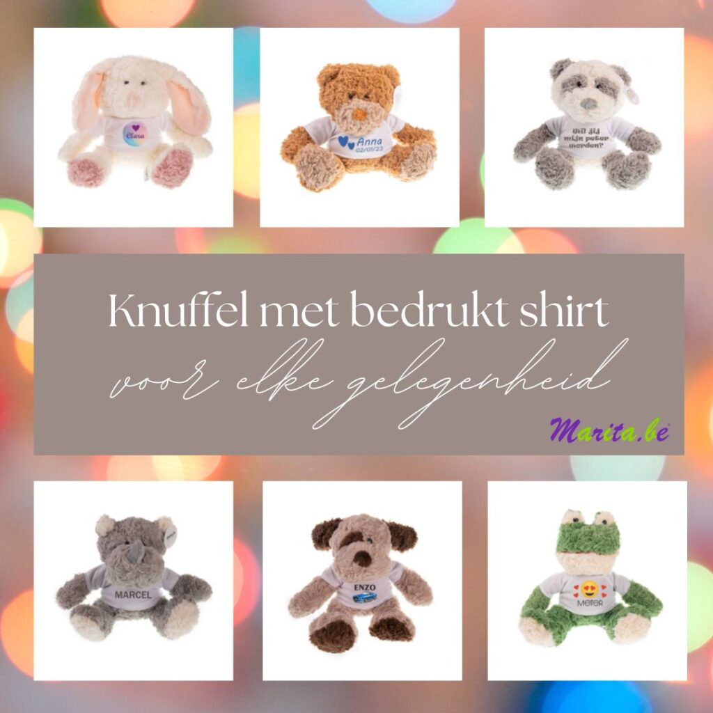 Knuffels met t-shirt bedrukt
