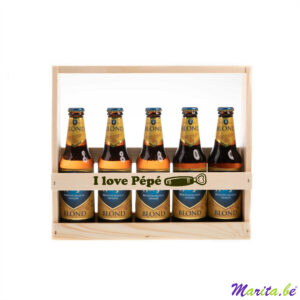 Bierkratje voor 5 flessen i love pépé met afbeelding