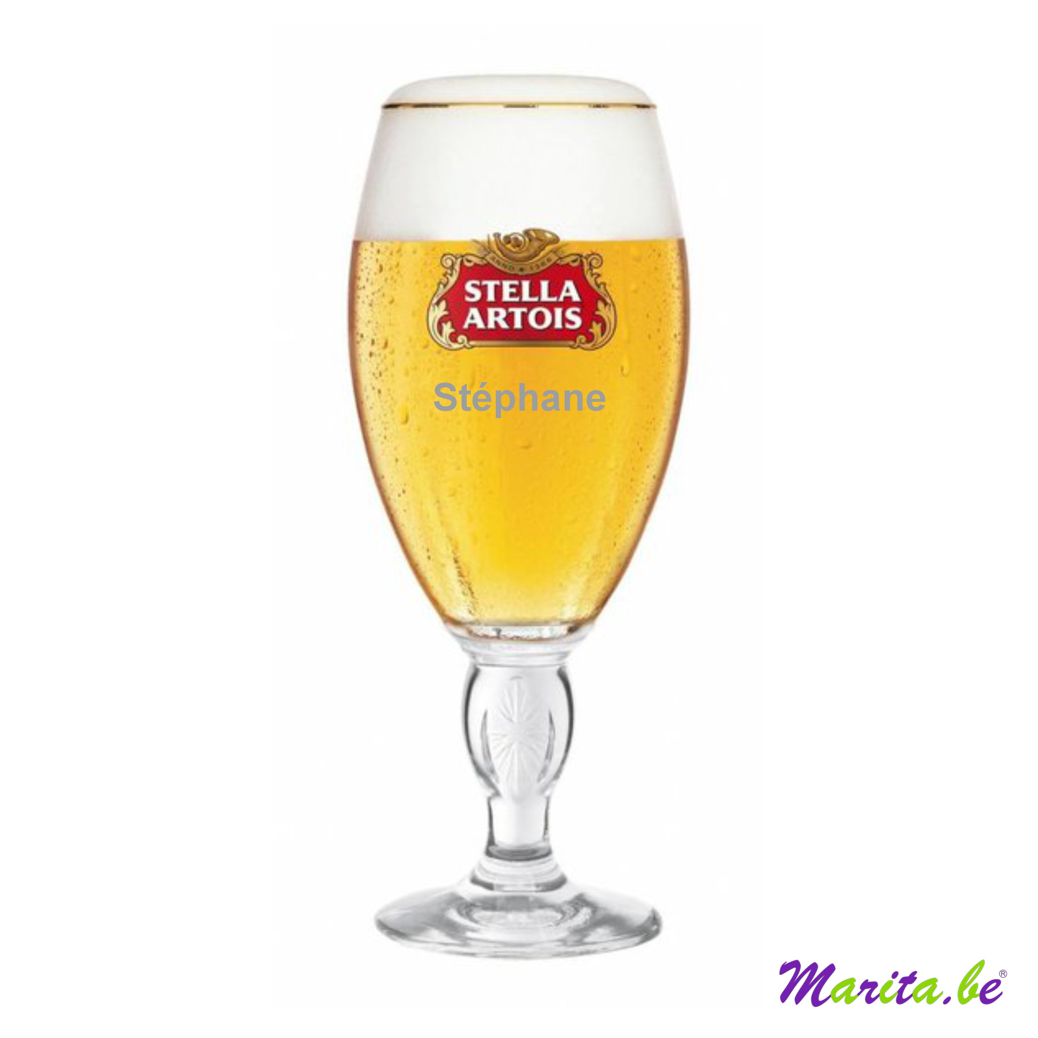 Gegraveerd Stella glas op voet